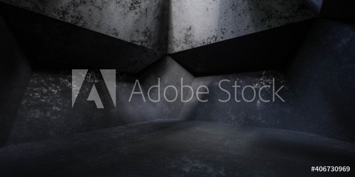 Picture of dark grunge industrial basement with soft beams of light 3d render illustration